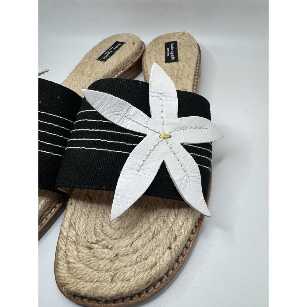 Kate Spade Black and White Jute Slide Elba Sandals Size 7.5 38 - Picture 3 of 7